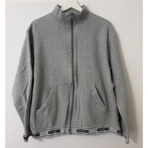Moschino Underwear Zip Up Sweatshirt Mens XL Gray Logo Tape Made in Italy